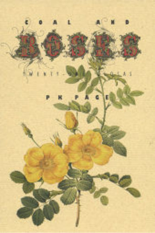 The image features the cover of the book "Coal and Roses" by P. K.